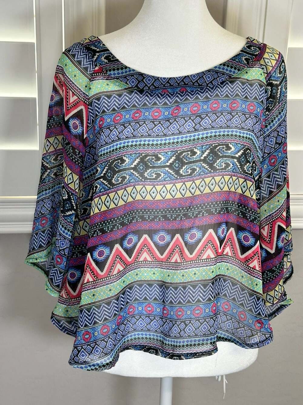 Multicolor Sheer Boho Top Size Small Flowy